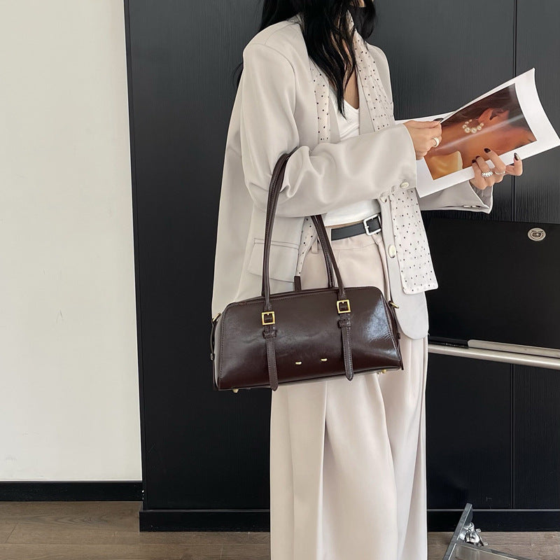 Women's Style Design Light Luxury Portable Underarm Bowling Fashion Tote Bag