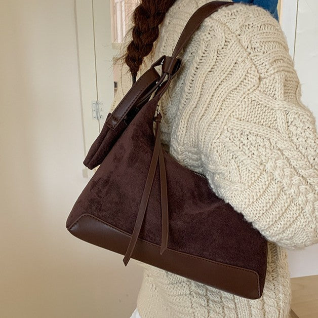 Women's Niche Retro Portable Underarm Suede Bags
