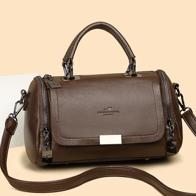 Portable Soft Leather Female Large Capacity Retro Bags