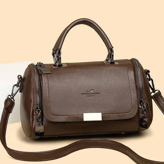 Portable Soft Leather Female Large Capacity Retro Bags