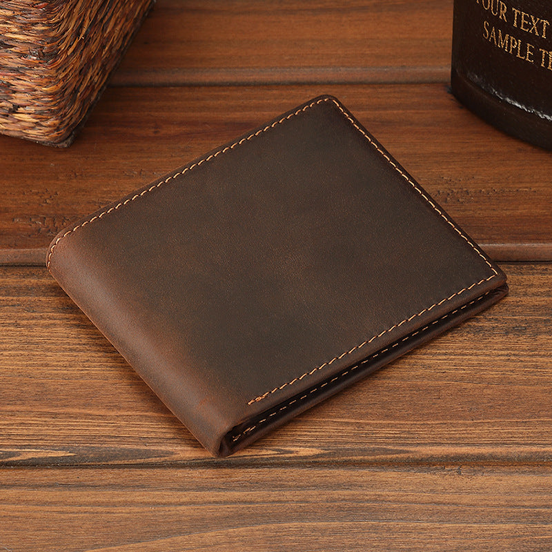 Men's Horse Leather Dollar Multiple Slots Credit First Men's Wallet