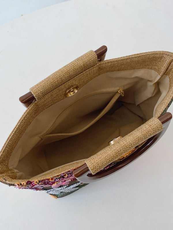 Summer Bamboo Advanced Texture Color Sequins Handbags