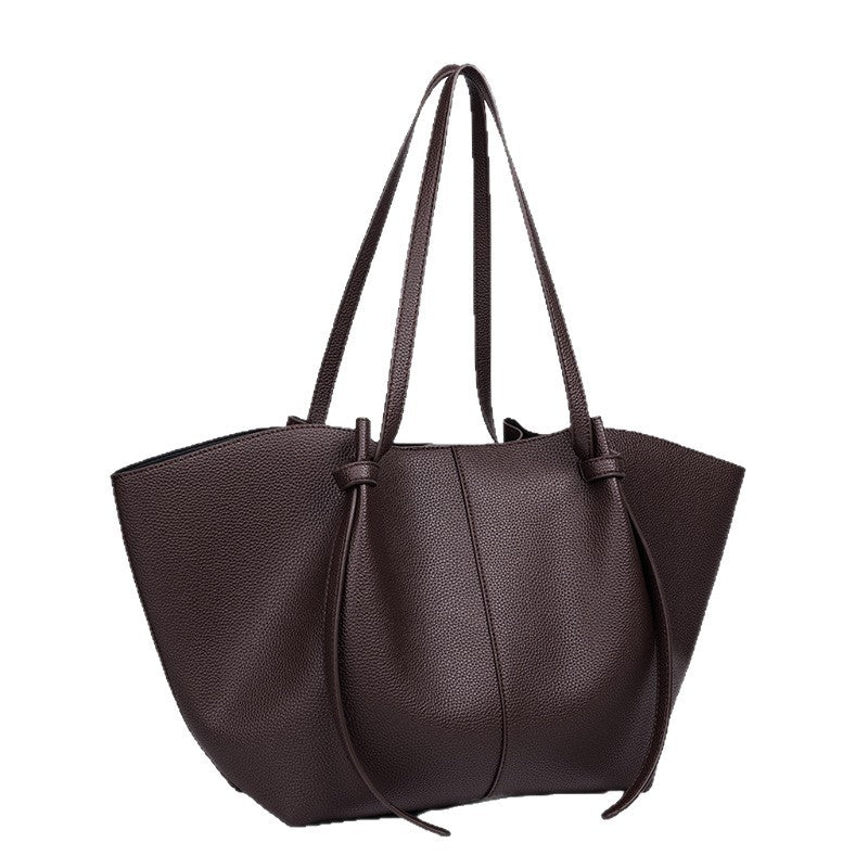 Style Litchi Pattern Leather Commuter Large Capacity Totes Women's Shoulder Bag