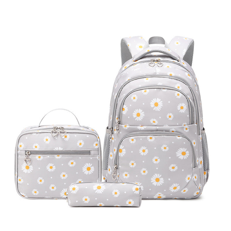 Chrysanthemum Three-piece Large Capacity Waterproof Little Primary School Bag