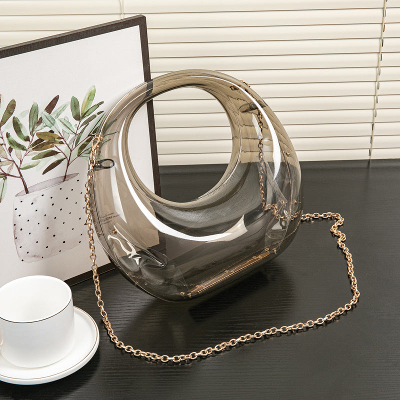 Cool Crescent Gold Sier Makeup Acrylic Dinner Bag