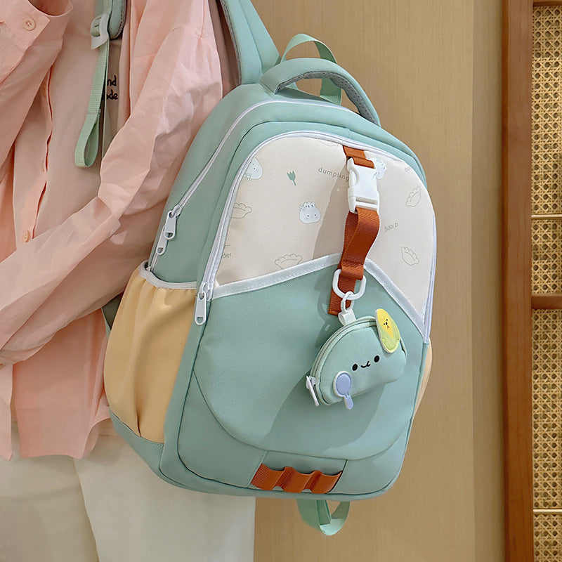 Junior Large Capacity Simple Western Style Leisure Contrast College Student Schoolbag