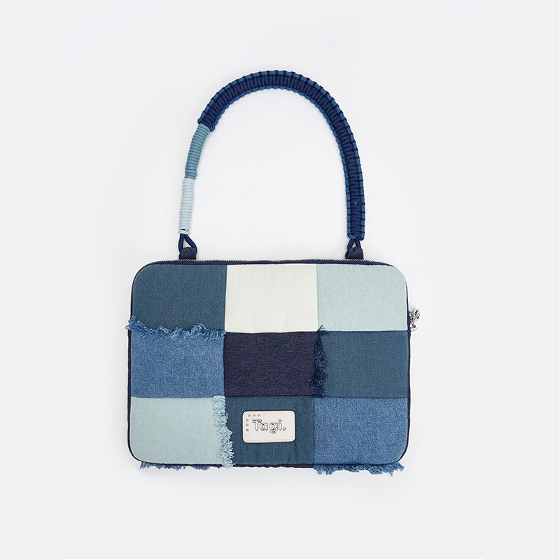 Imagine Denim Tassel Patchwork Woven Portable Laptop Bag