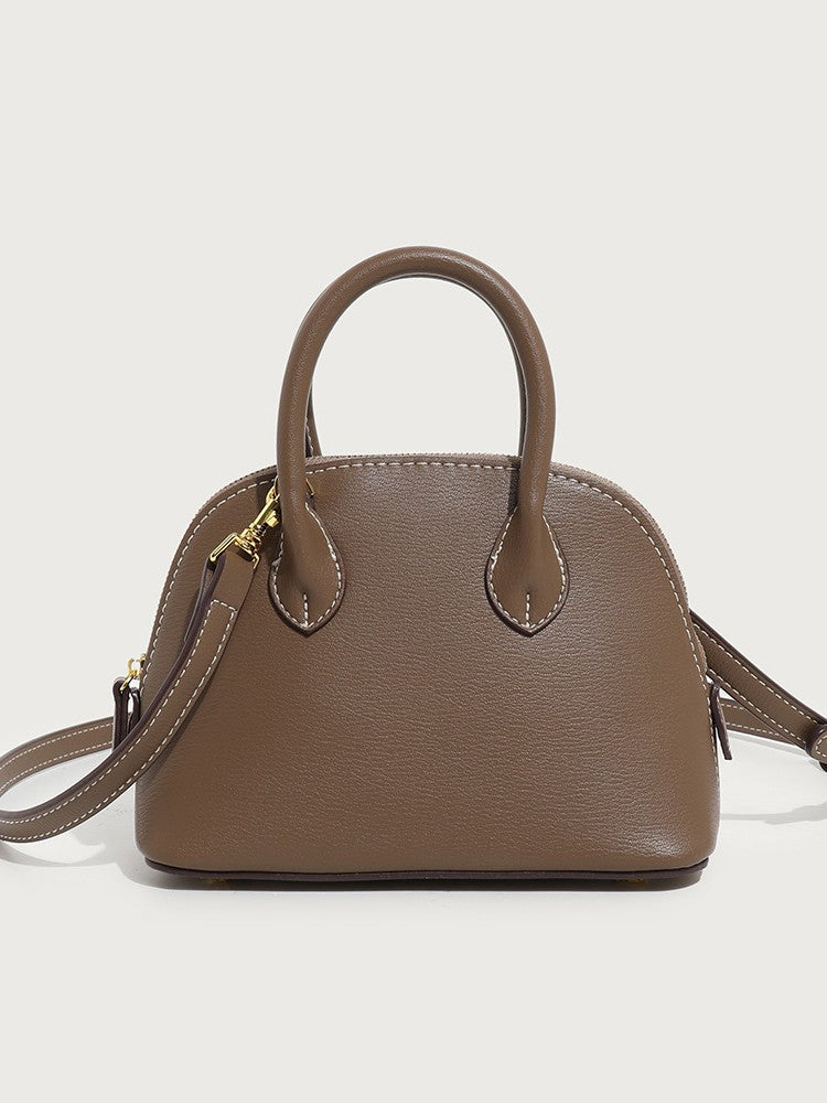 Women's Genuine Leather Bowling Solid Color Shell Women's Handbag