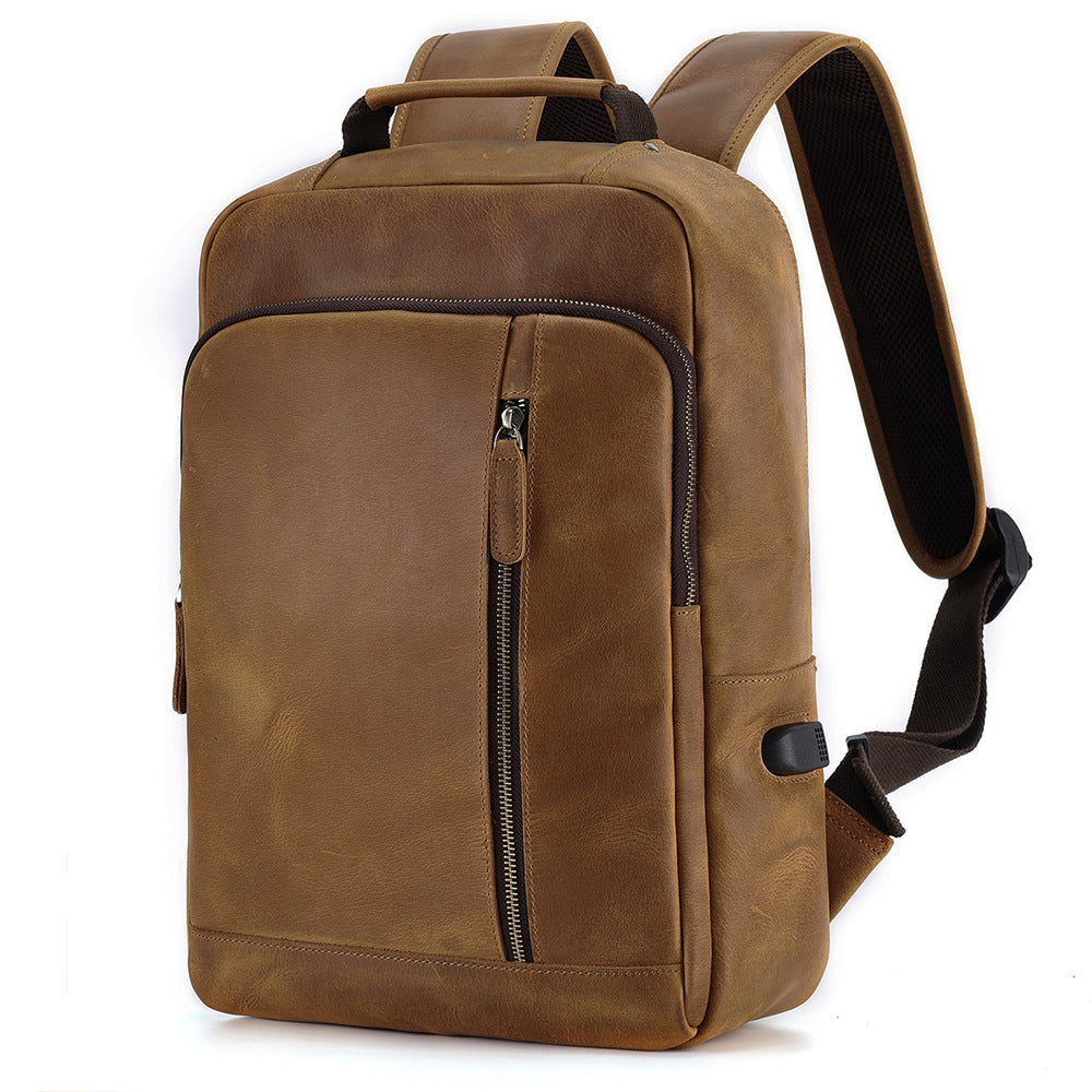 Men's Horse Leather Large Capacity Business Inch Universal Backpack