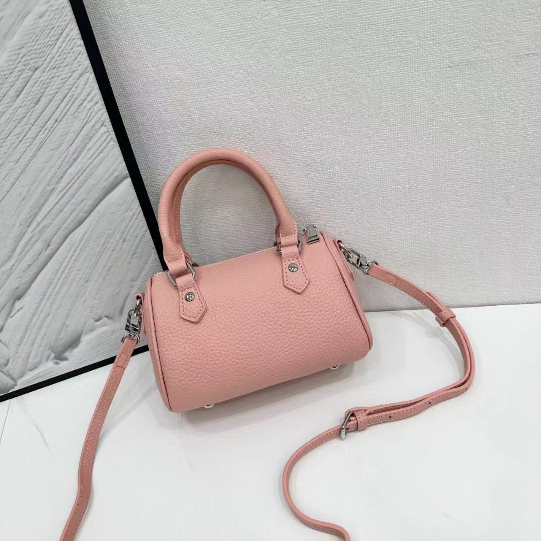 Women's Advanced Texture Outing Genuine Leather Boston Pillow First Layer Cowhide Bags