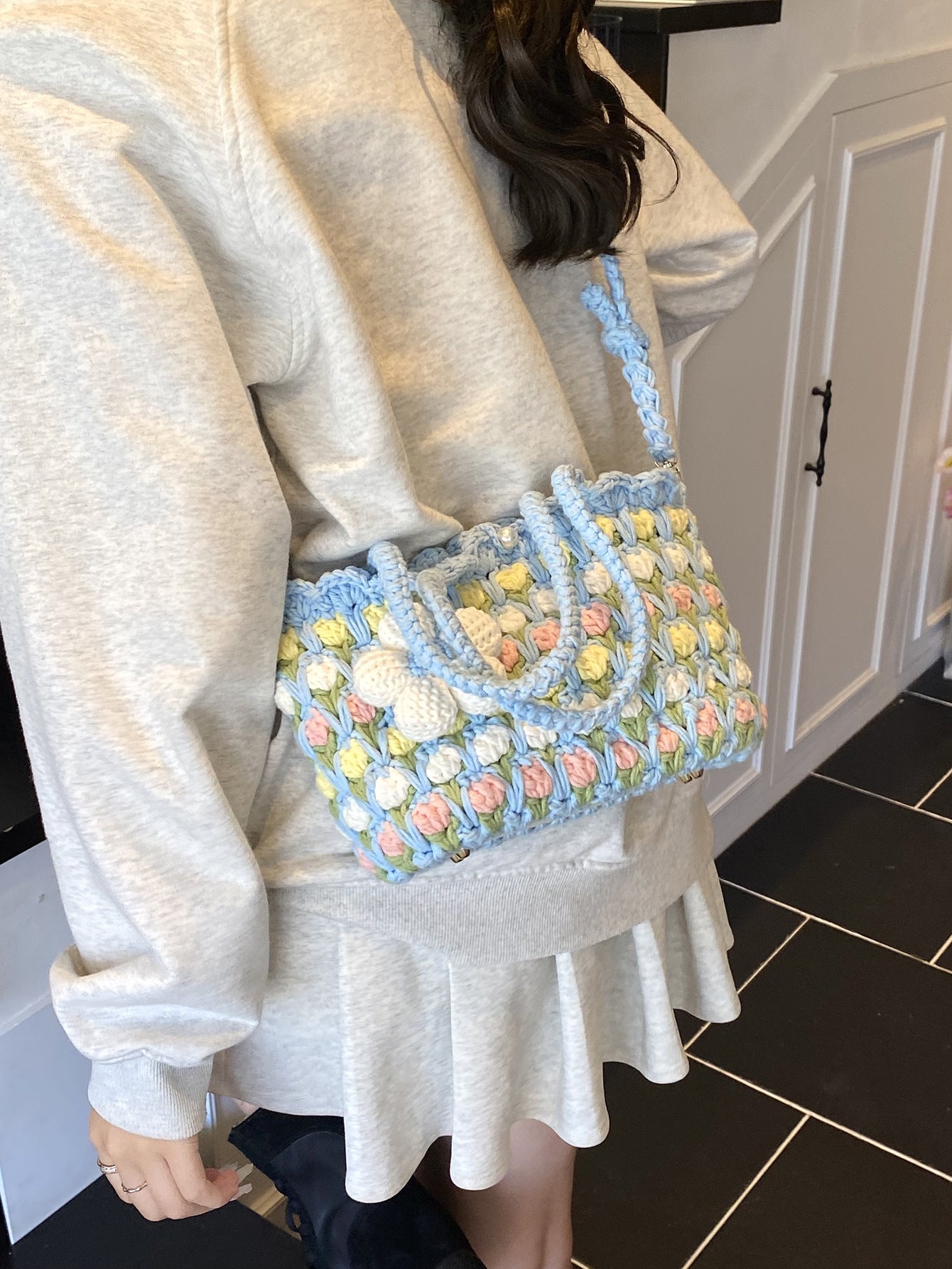 Fresh Tulip Mobile Wool Crocheted Gentle Sunflower Phone Bags