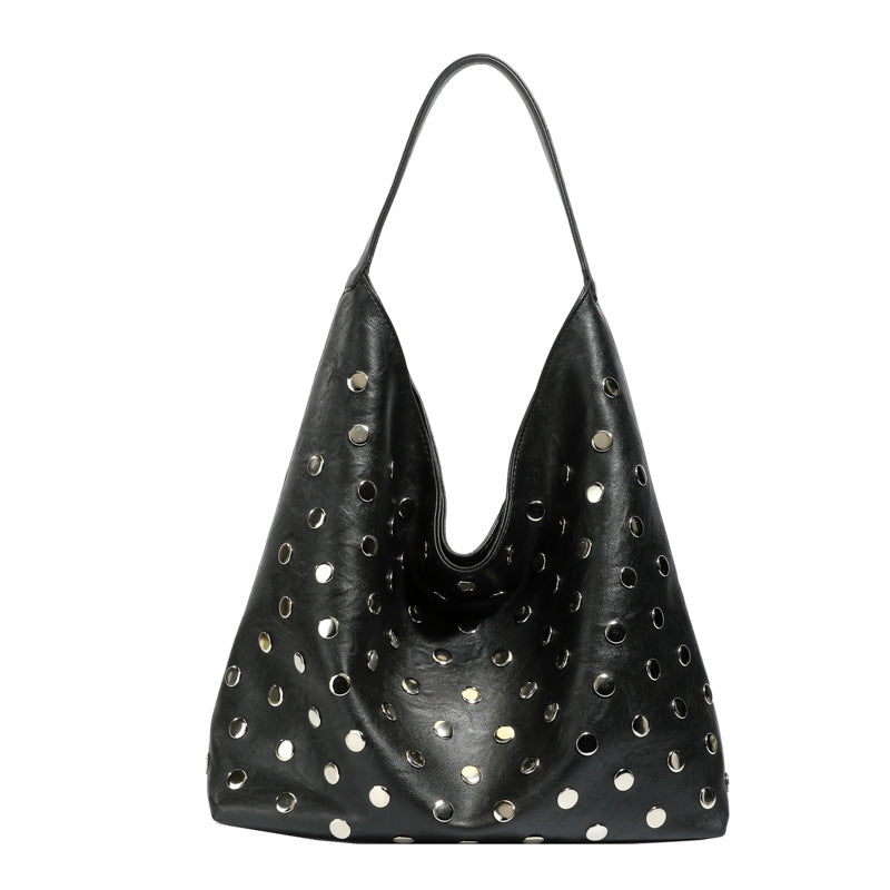 Women's Rivet Trendy Locomotive Style Fashionable Large Women's Shoulder Bag