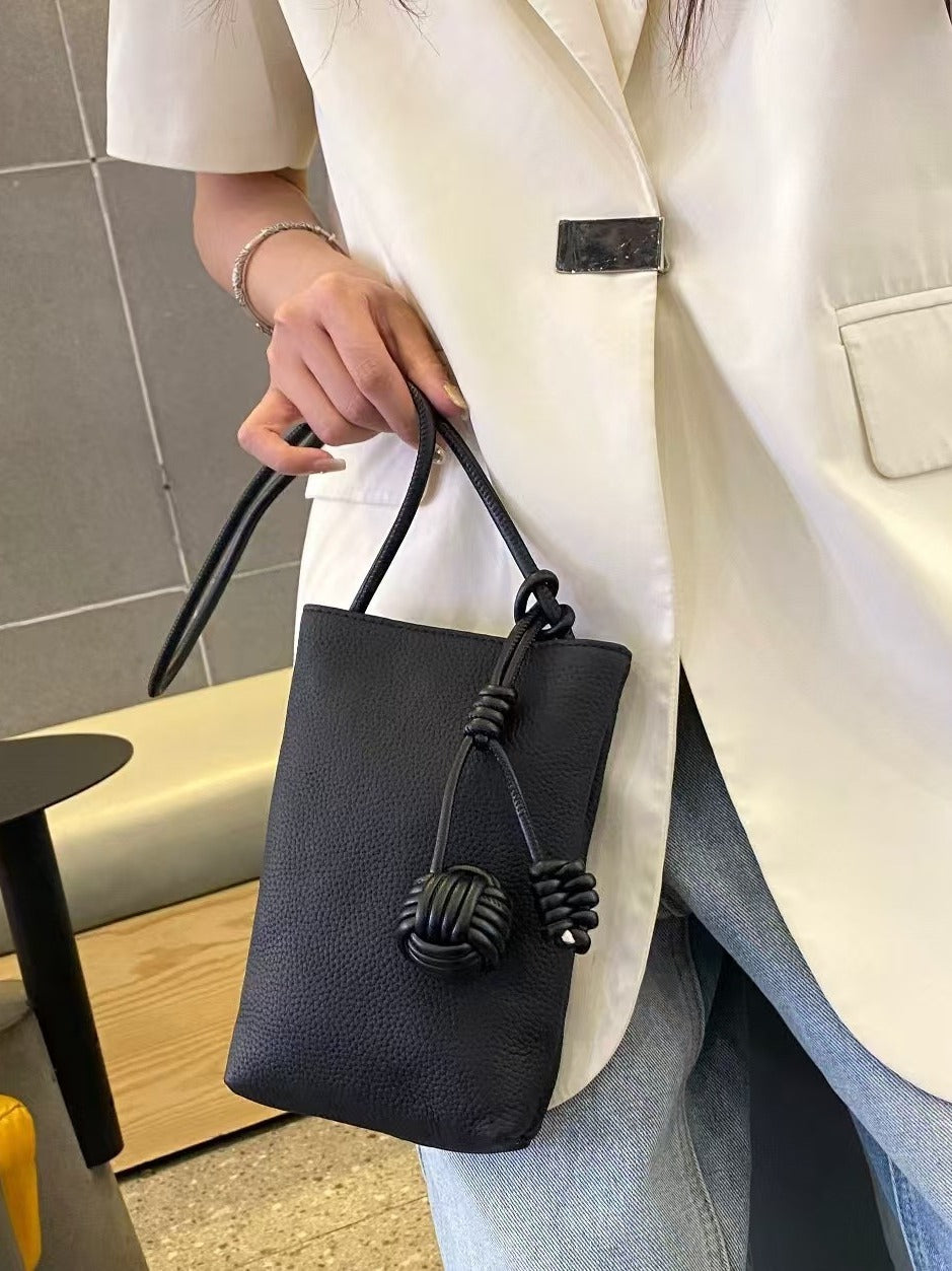 Women's Top Layer Cowhide Mini Lychee Pattern Women's Messenger Bag