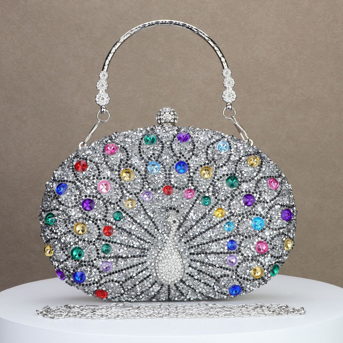 Peacock Diamond Retro Style Party Black Dress Dinner Bag