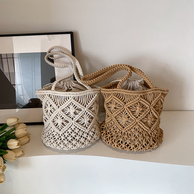 Women's Summer Knitted Fashion Trendy Hollow Out Bucket Bags