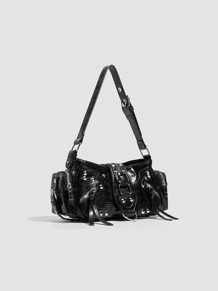 Motorcycle Vintage Rivet Niche Hot Versatile Women's Shoulder Bag