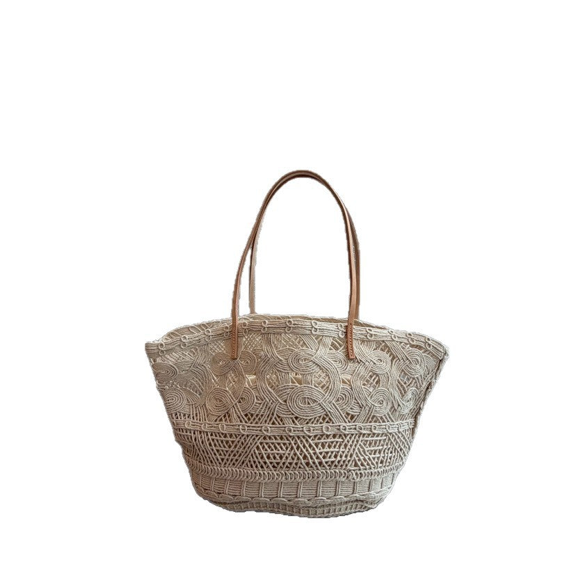 Weaving Hollow Seaside Vacation Beach Trendy Fashion Retro Large Women's Shoulder Bag