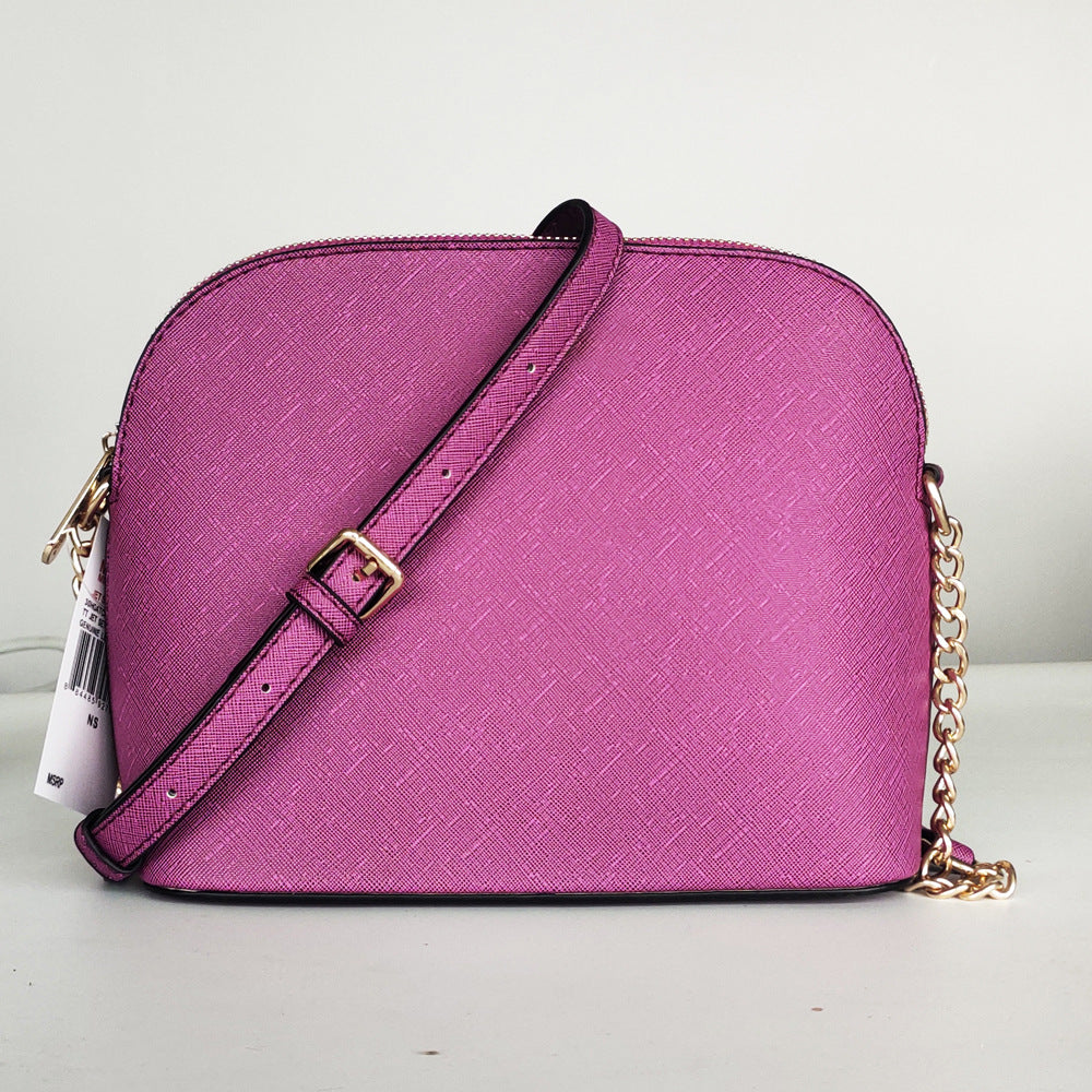 Women's Cross Pattern Leather Little Shell Chain Bags