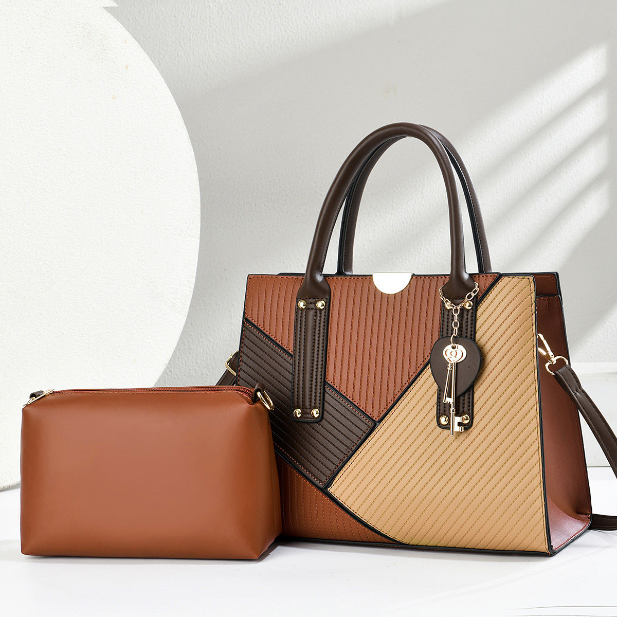 Color Matching Portable Large Capacity Combination Two-piece Set Women's Shoulder Bag