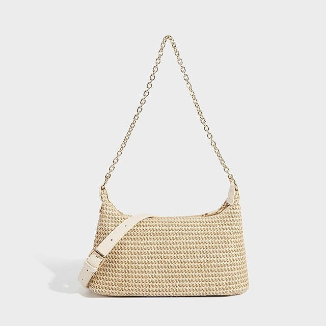 Women's Straw Chain Pouch Summer Essential High Quality Women's Shoulder Bag