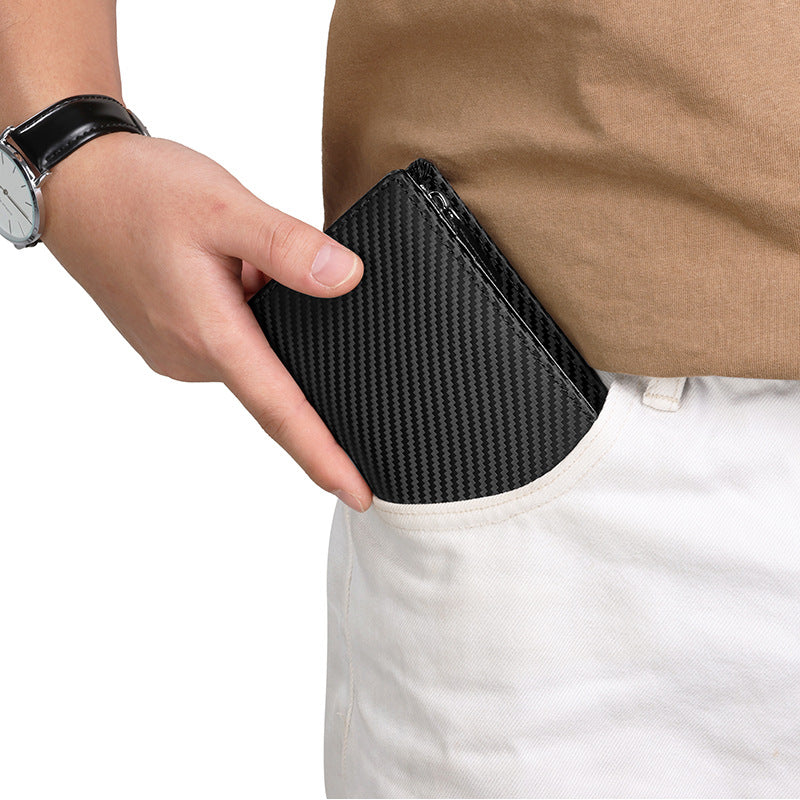 Men's Leather Short Zipper Vertical Design Business Men's Wallet