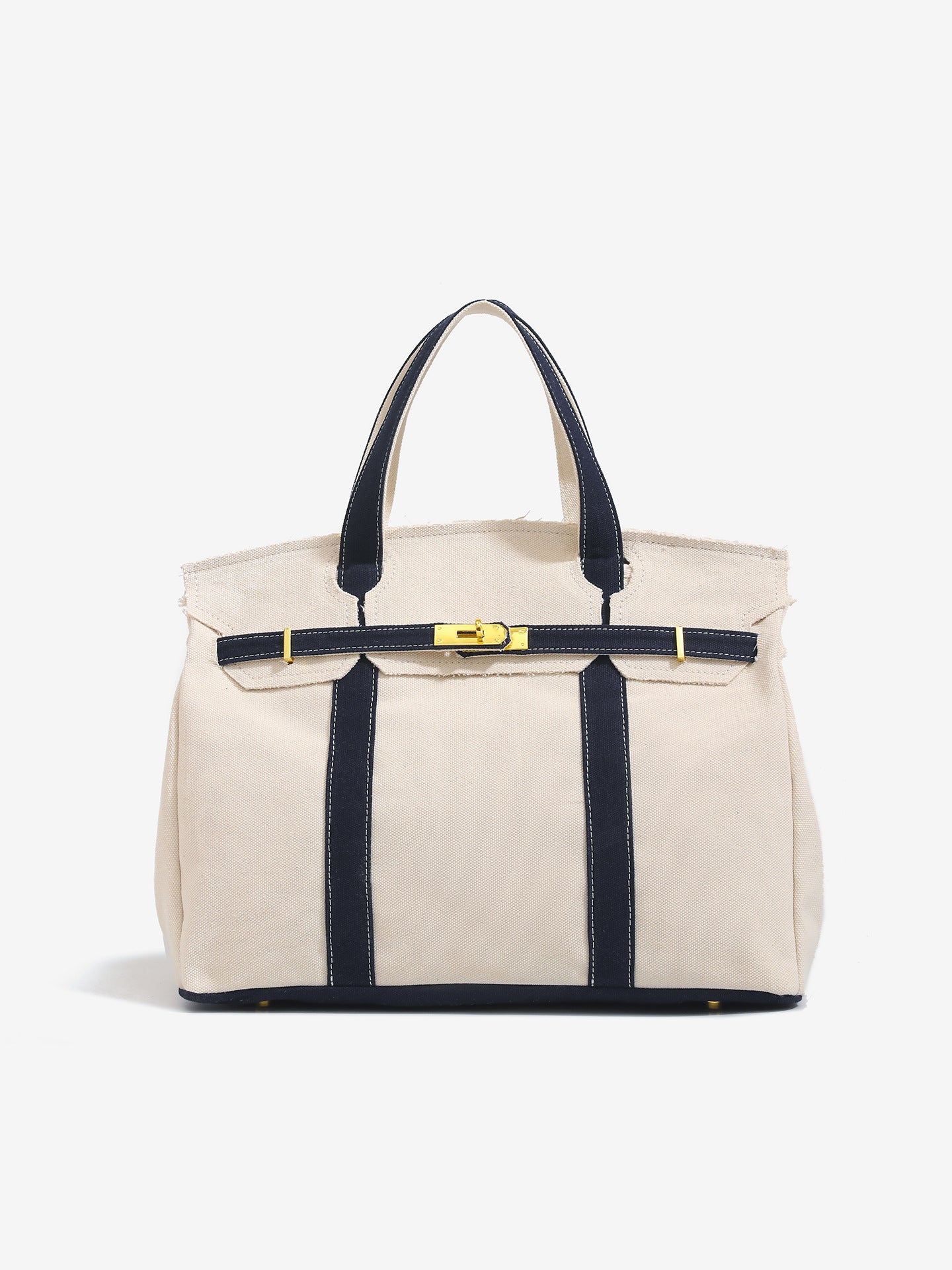 Classic Contrast Color Portable Canvas Large Bags