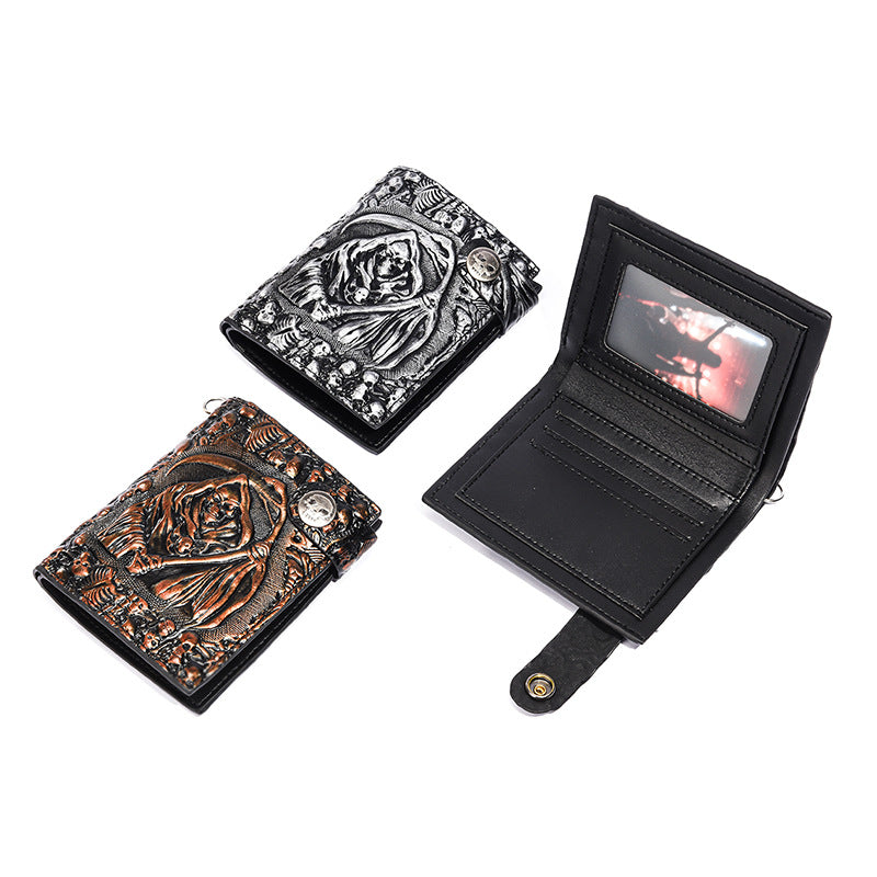 Men's Rock Personality Skull Death Short Chain Men's Wallet