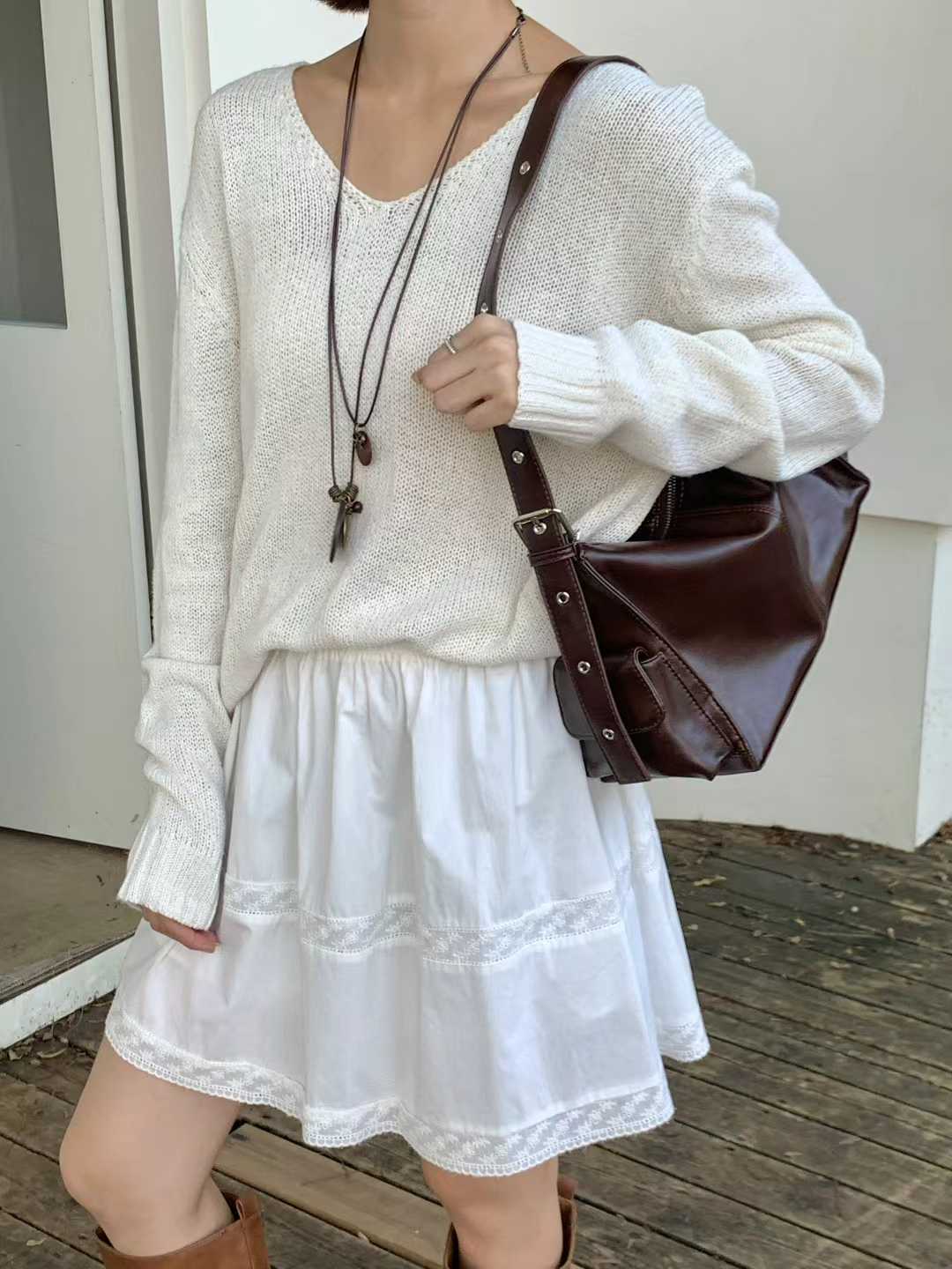 Women's Popular Soft Leather Textured Underarm Double Pocket Retro Versatile Fashion Handbags