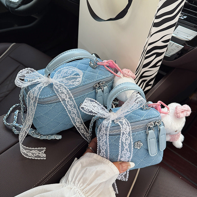 Women's Embroidered Korean Fashion Lace Portable Box Temperament Shoulder Bags