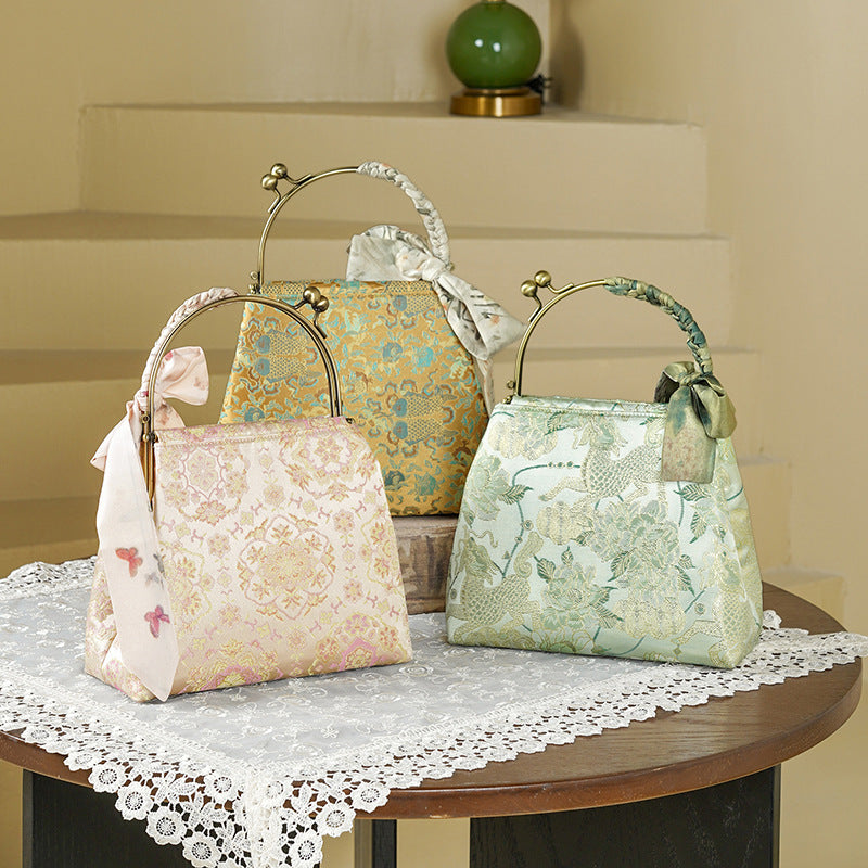 Ancient Style Brocade Jacquard National Cheongsam Han Chinese Clothing Women's Handbag