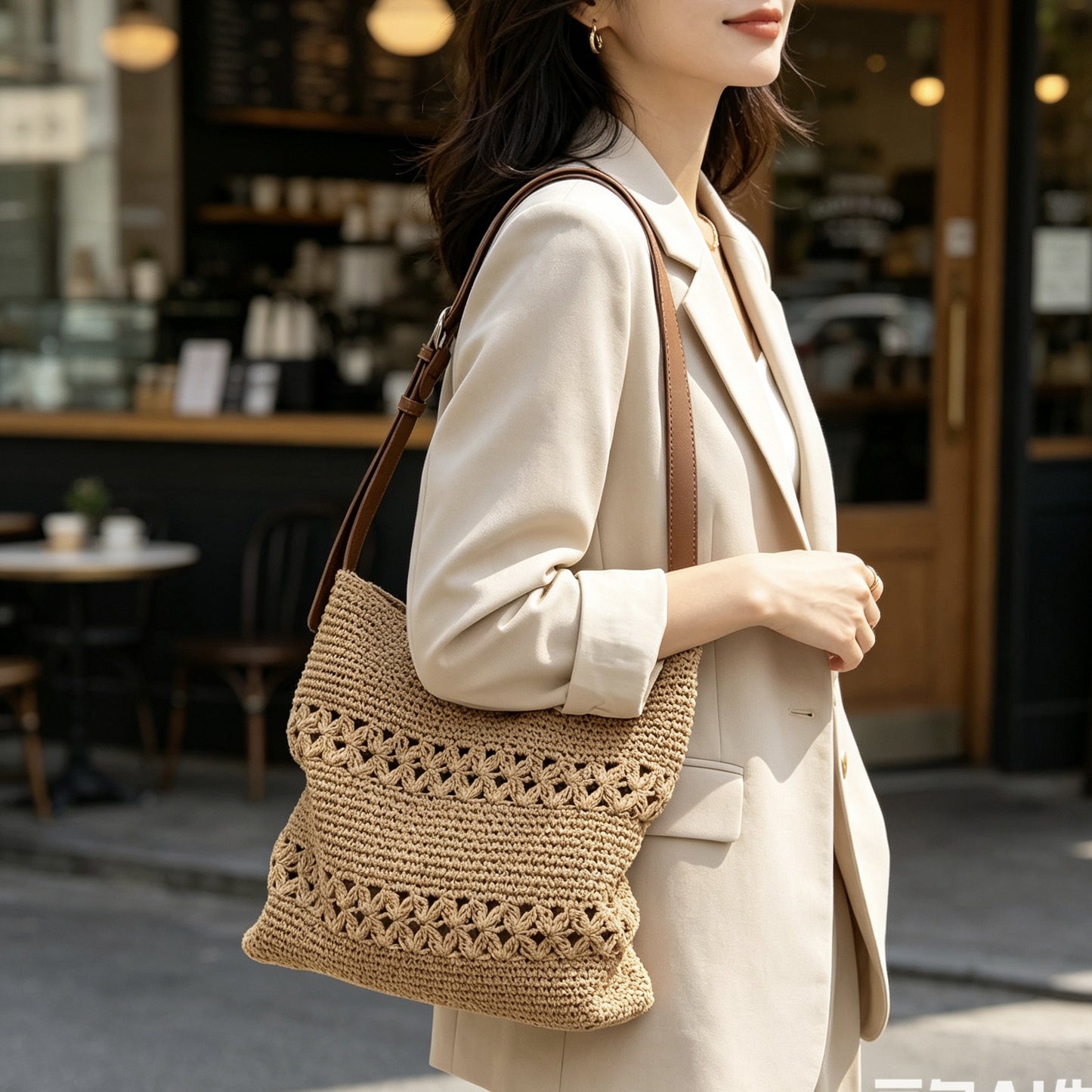 Women's Style Cotton String Hand-woven High-grade Vacation Hollow Women's Shoulder Bag