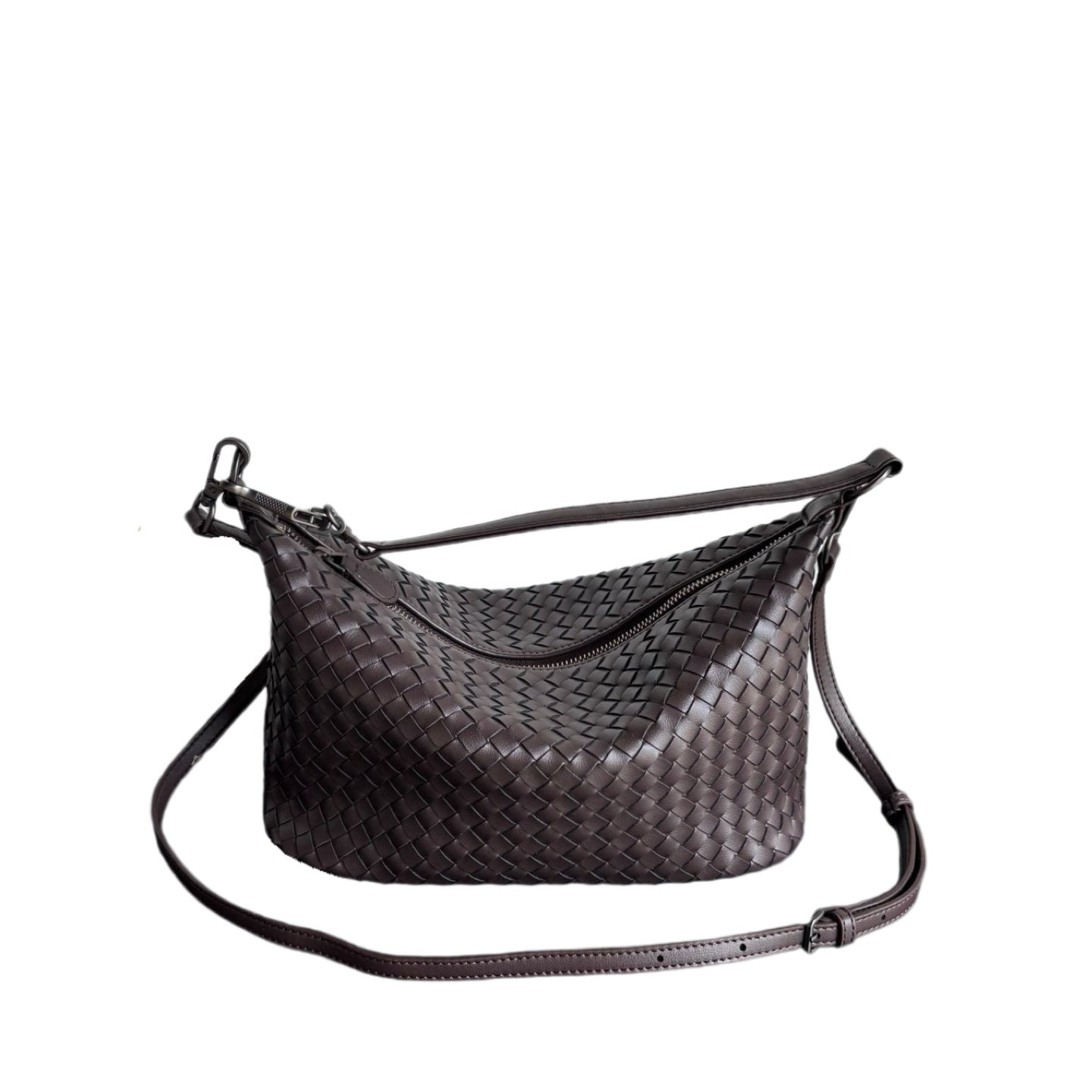 Women's Leather Weave Lunch Box Portable Underarm Dog Walking Large Bags