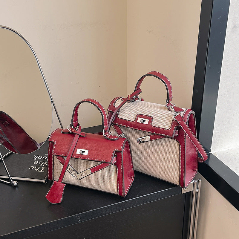 Women's High-grade Retro Portable Kelly Linen Stitching Women's Handbag
