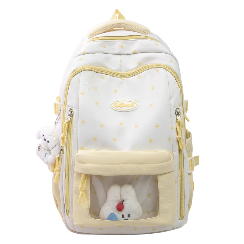 Women's Large Capacity Simple Transparent Star Design High College Leisure Backpack