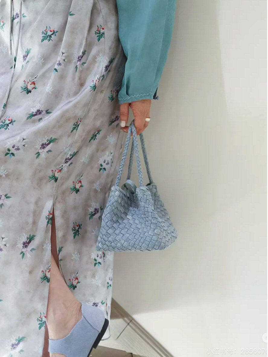 Denim Hand-woven Vegetable Basket Lazy Versatile Clutch Wings Bags