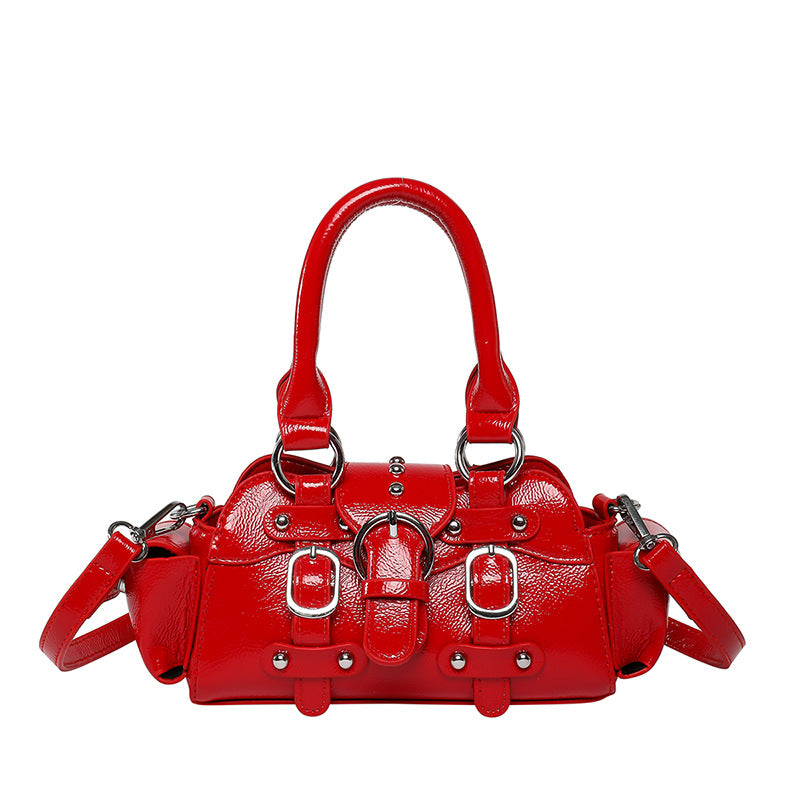 Women's Popular Fashion Western Style Solid Color Motorcycle Bags