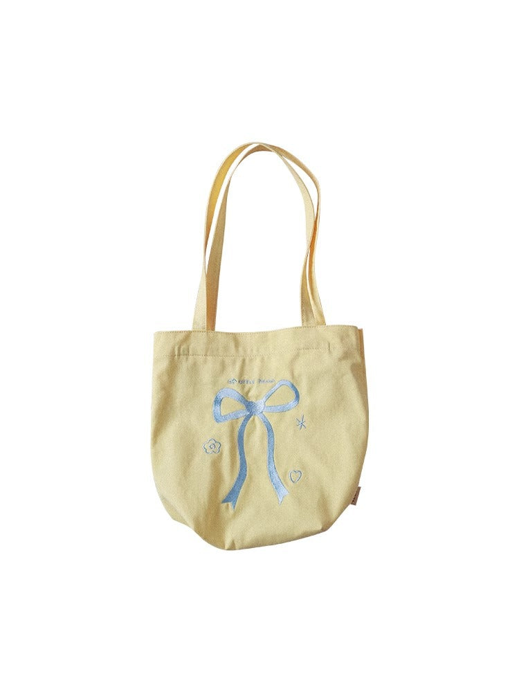Three-dimensional Embroidered Bowknot Canvas Sweet Summer Female Class Bags
