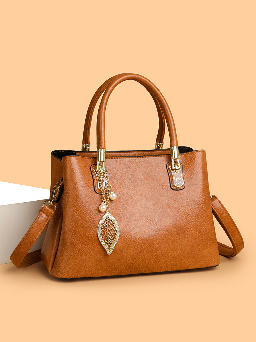 Women's Luxury Fashion Oily Leather Solid Color Women's Handbag