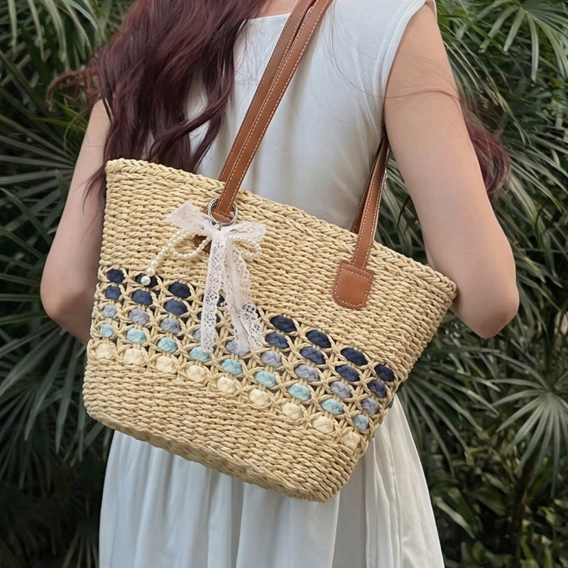 Women's Fashion Commuter Large Capacity Straw Woven Popular Women's Shoulder Bag