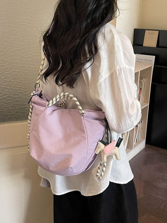 Capacity Waterproof Nylon Cloth College Solid Women's Shoulder Bag