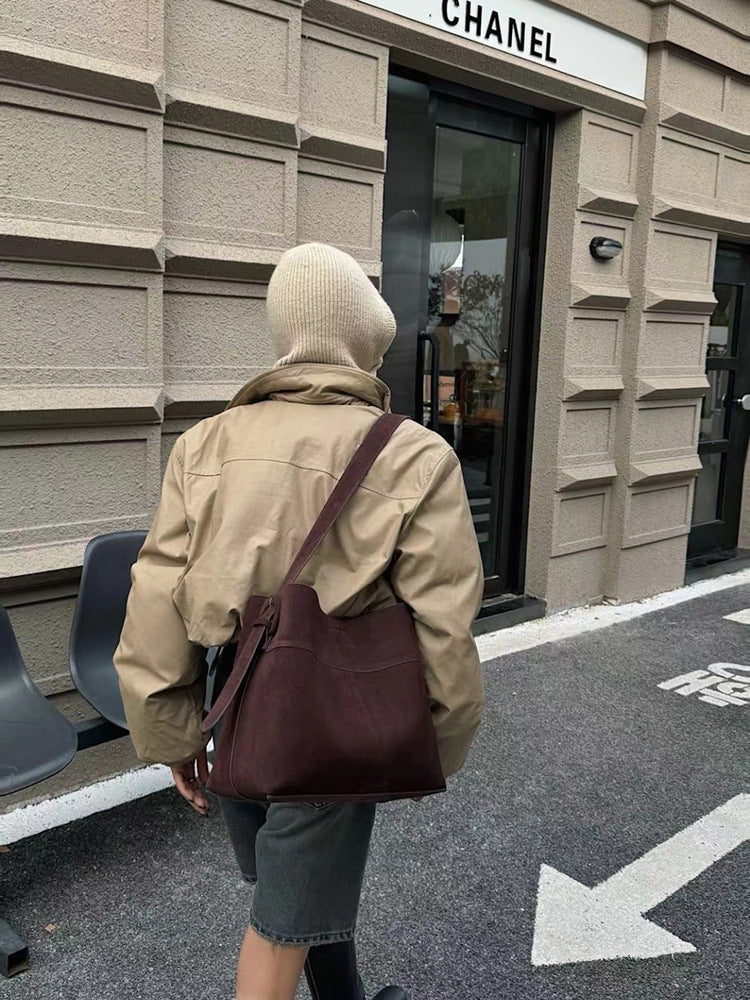 Women's Fashion Large Capacity Suede Matte Leather Tote Bag