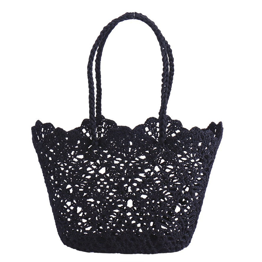 Fishtail Pattern Hollow Woven Basket Beach Bags