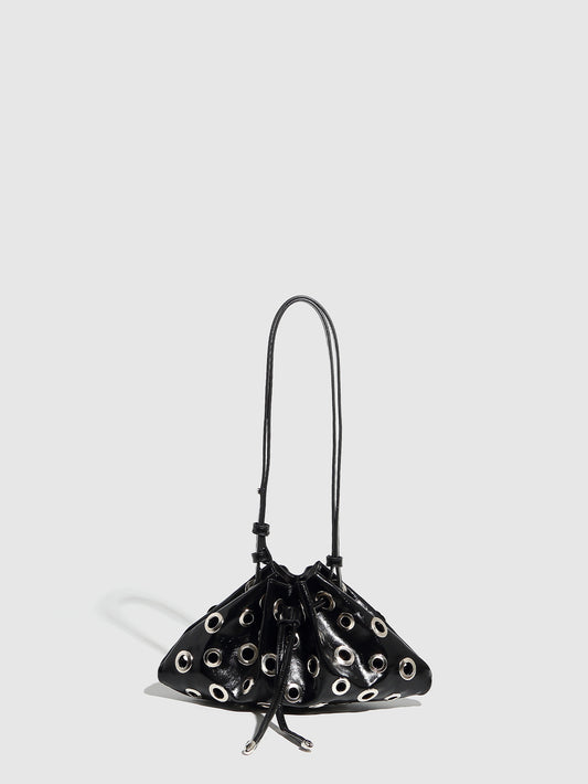 Women's Metal Rivet Hollow Eyelet Drawstring Women's Messenger Bag