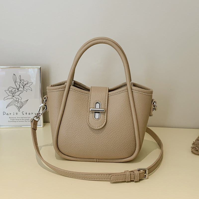 Women's Solid Color Niche Lychee Pattern Fresh Women's Messenger Bag