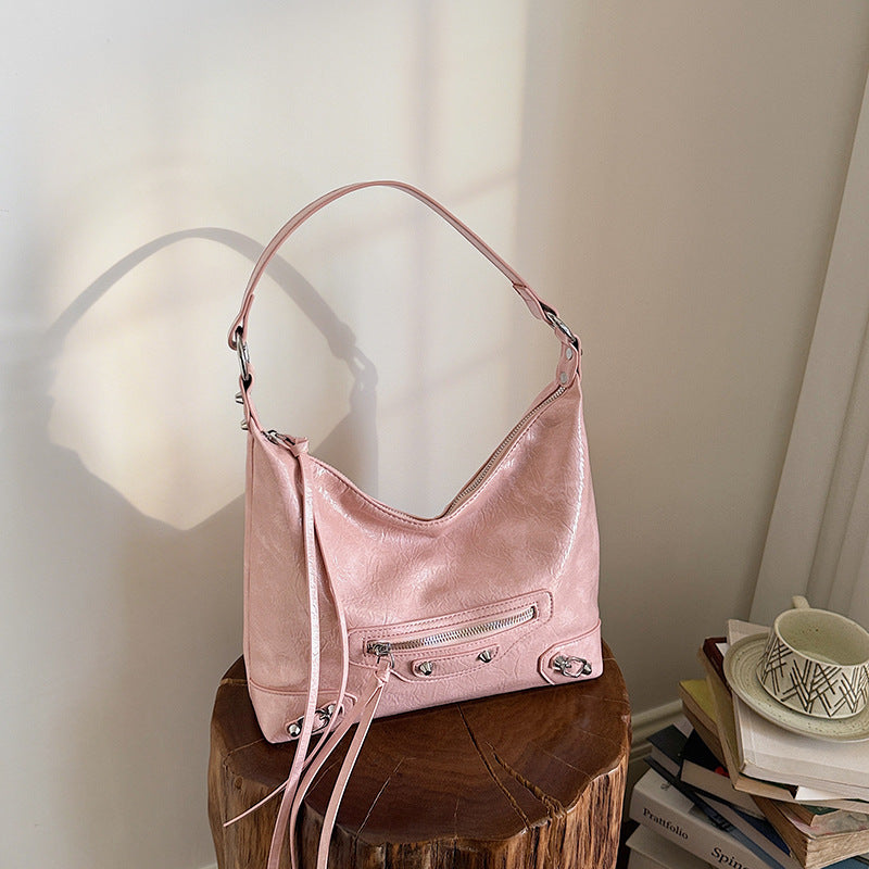 Women's Spring Retro Minority Underarm Fashion Soft Surface Simple Large Bucket Bags