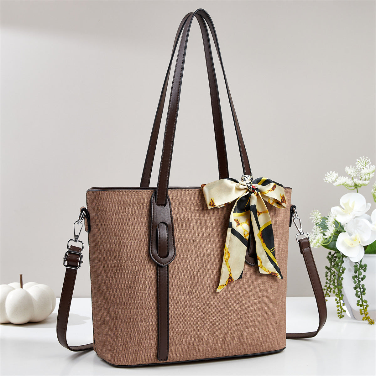 Silk Scarf Decoration Large Capacity Versatile Shoulder Bags