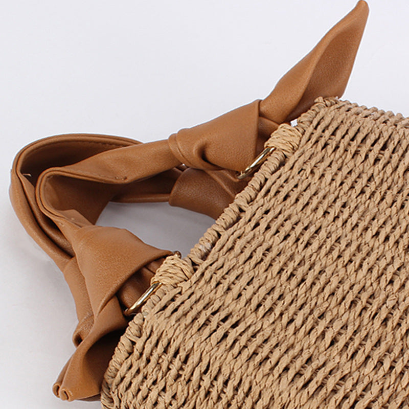 Oval Trapezoidal Frame Seaside Vacation Leisure Straw Women's Handbag