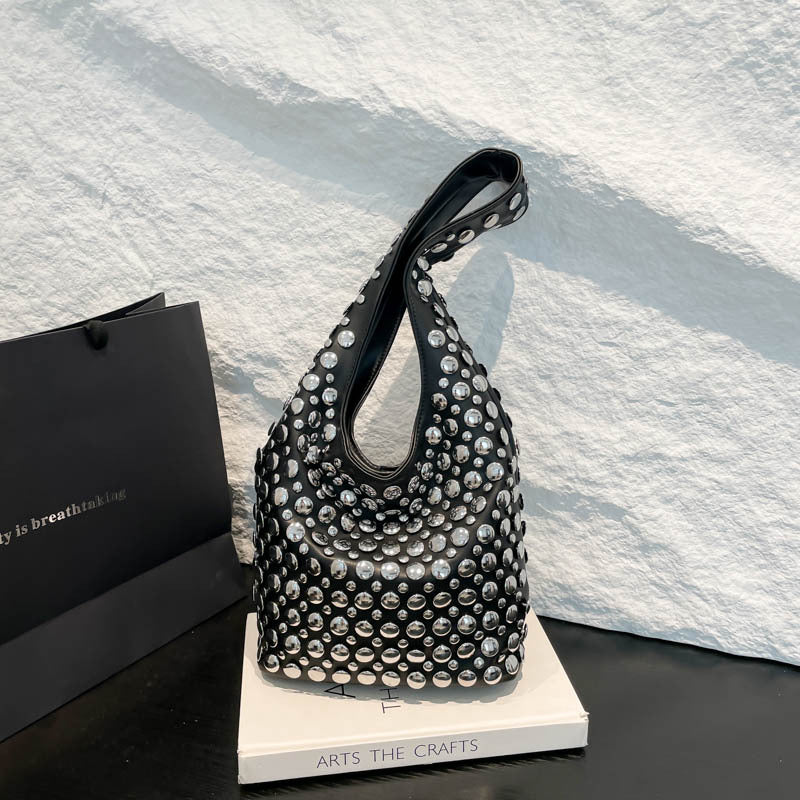Women's Punk Style Rivet Inlaid Leopard Print Shoulder Bags