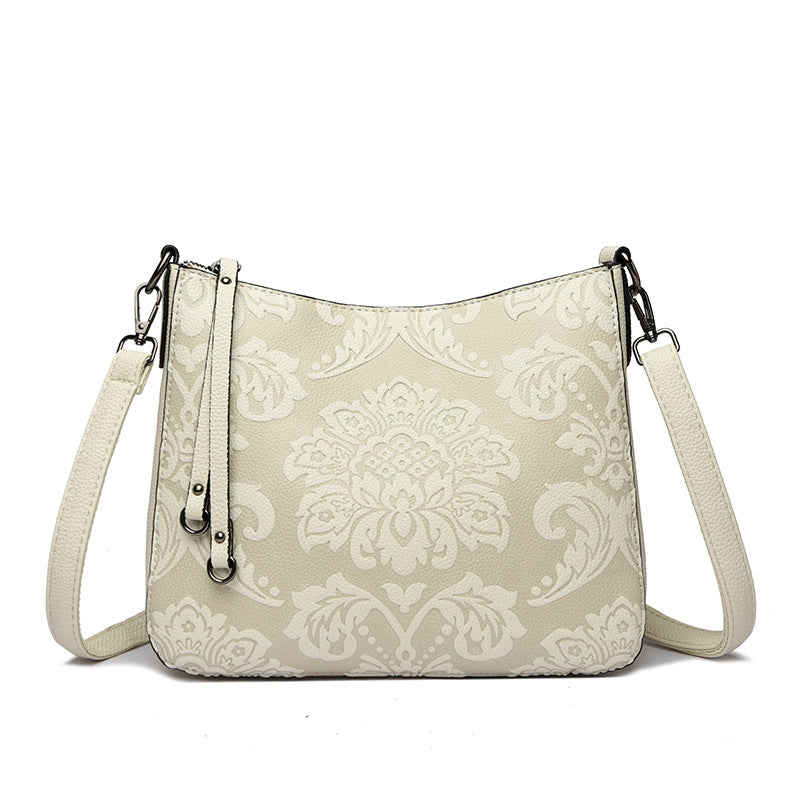 Women's Chinese Style Mother Soft Leather Embossed Women's Messenger Bag