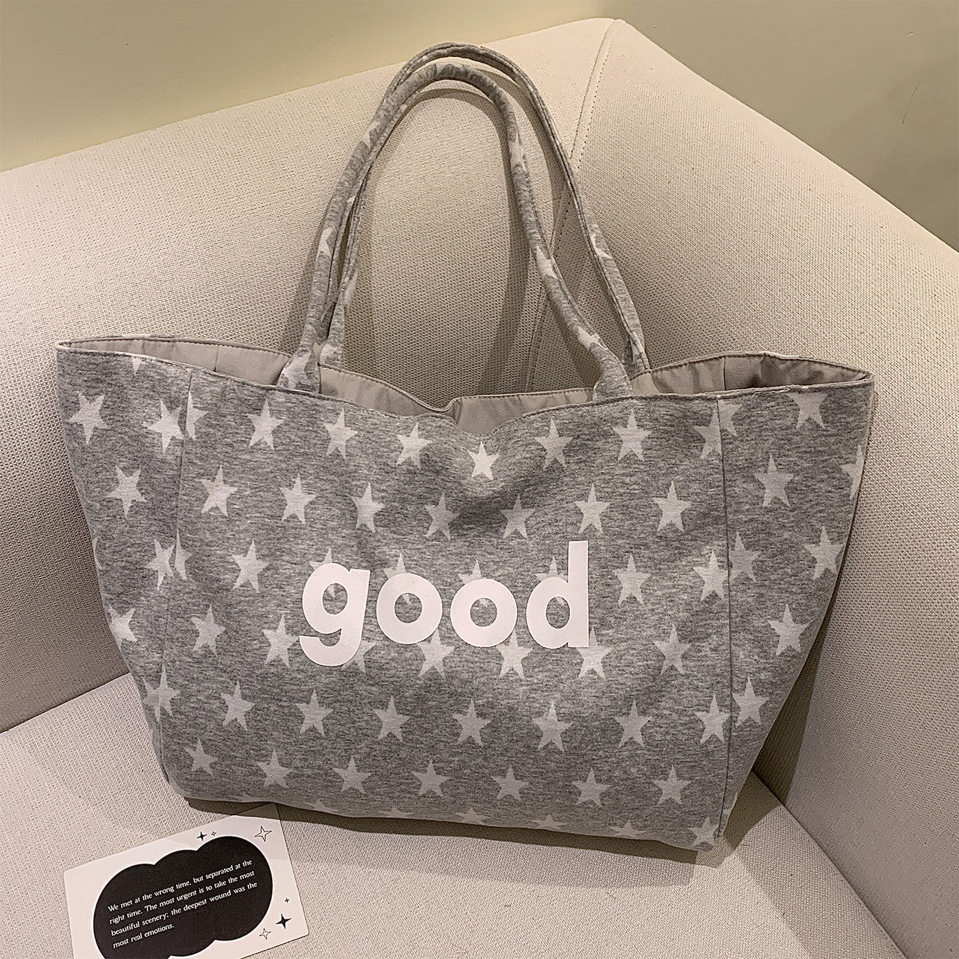 Women's Style Star Letters Canvas Daily Commute Large Women's Shoulder Bag